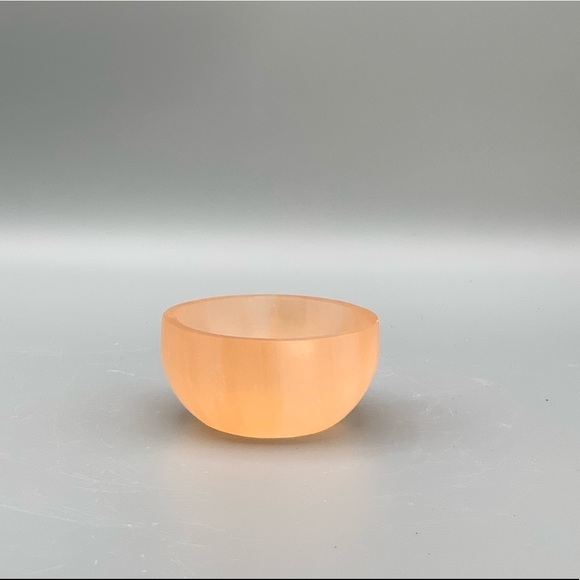 One Red/Orange Small Selenite Bowl - 3” Diameter - Picture 1 of 5